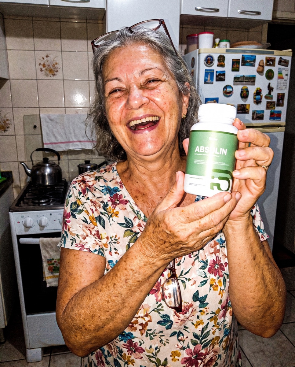 Paciente com o Absulin na cozinha
