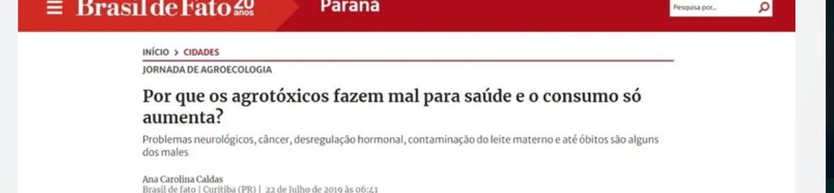 Matéria: por que os agrotóxicos fazem mal para a saúde